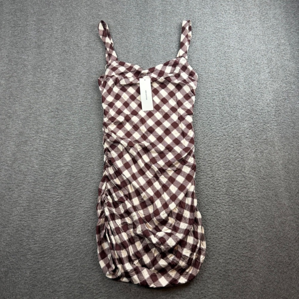 Urban Outfitters Mini Dress Women's Small Red Gingham Ruched Bodycon Sweetheart
